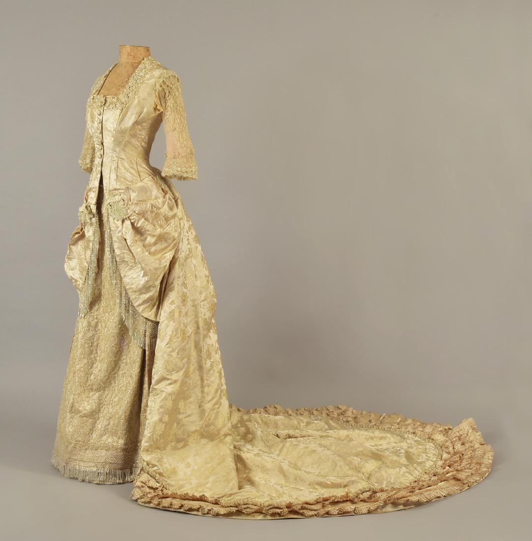 BEADED BROCADE WEDDING GOWN, c. 1879 (1 of 8)