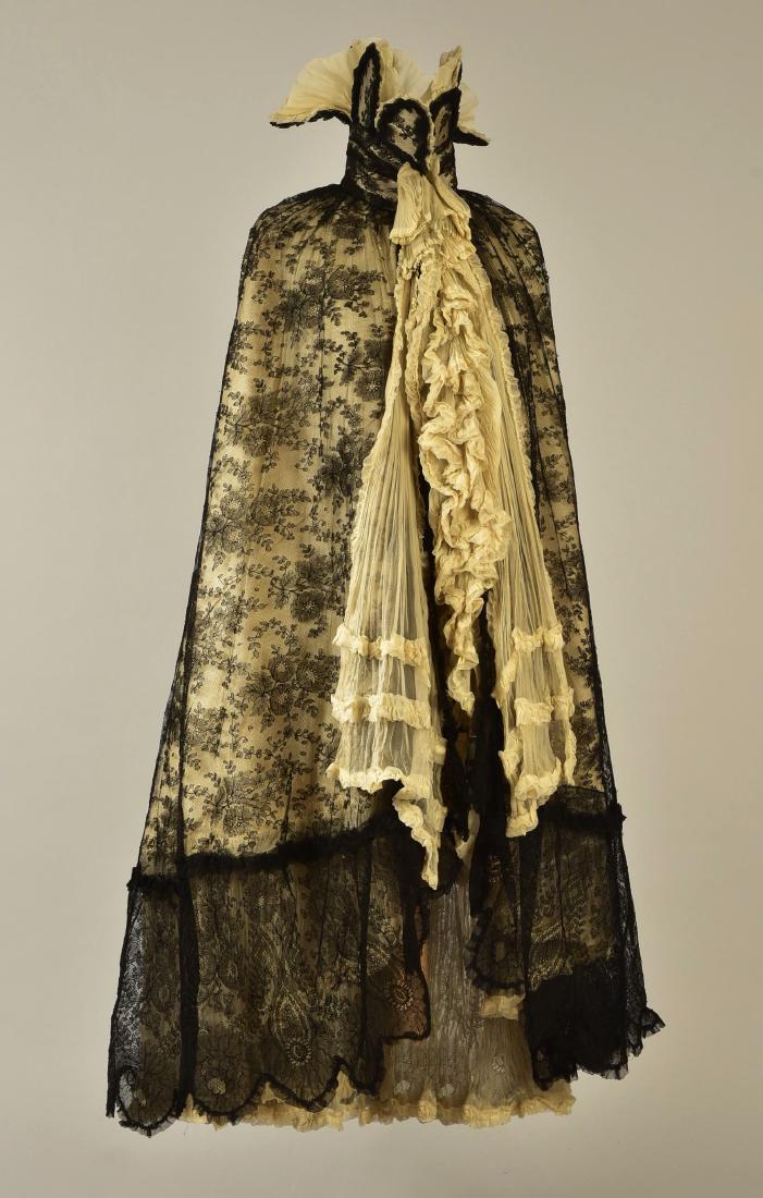BLACK LACE CAPE with FANCY STAND COLLAR, 1890 (1 of 5)