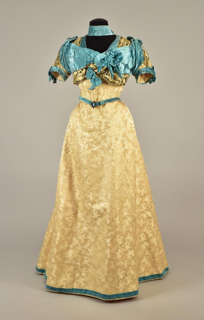 BEADED SILK and VELVET EVENING GOWN, 1890 (1 of 5)