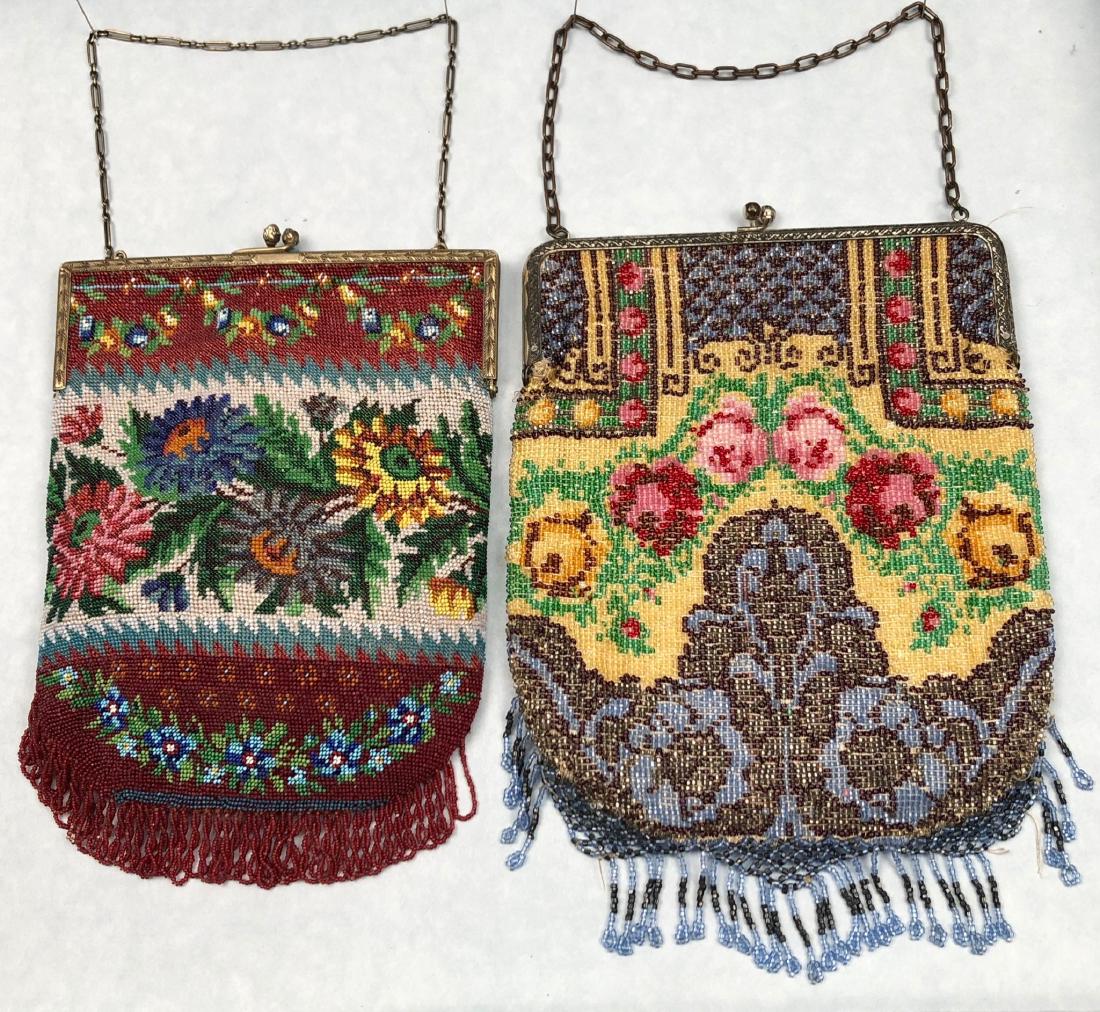 TWO BEADED BAGS with FLORAL DESIGN, 1912 - 1920 (1 of 2)