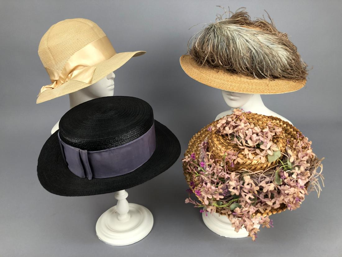 FOUR WIDE-BRIM STRAW HATS, 1905 - 1915 (1 of 6)
