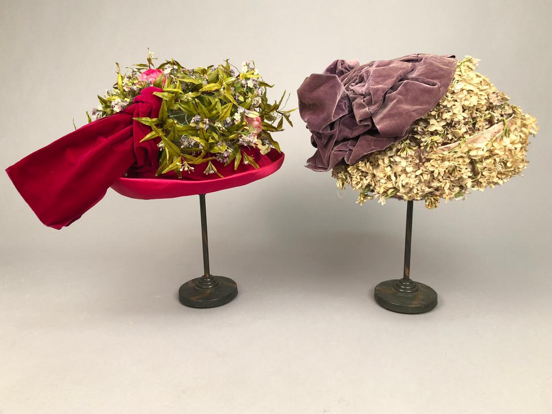 TWO FLOWER-COVERED HATS with TURNED-UP BRIM, 1912 - (1 of 4)