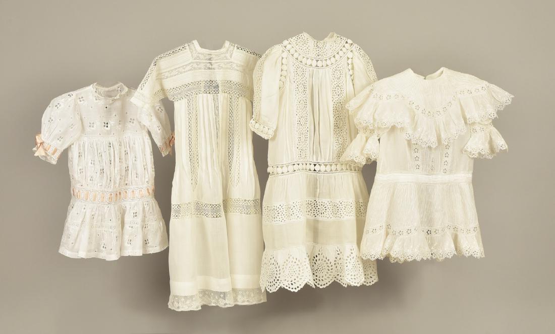 FOUR CHILDREN'S WHITE COTTON DRESSES, EARLY 20th C (1 of 3)