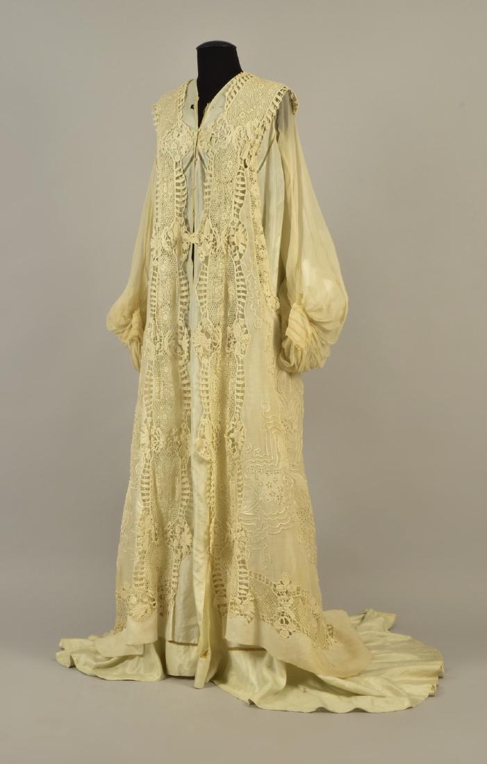 SILK GOWN with CUTWORK MUSLIN and LACE DESHIBILLE, c. (1 of 6)