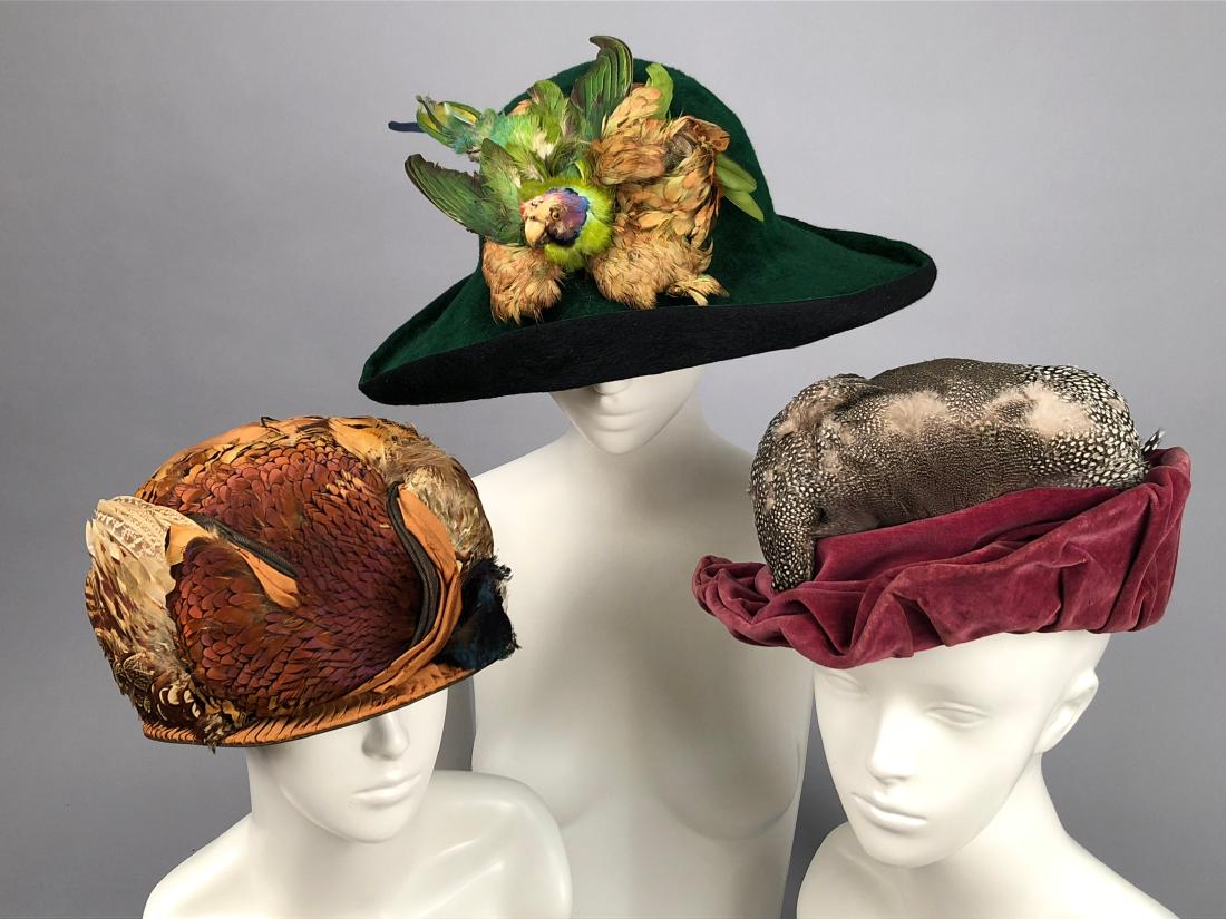 THREE HATS with FEATHER DECORATION, 1914 - 1915 (1 of 5)