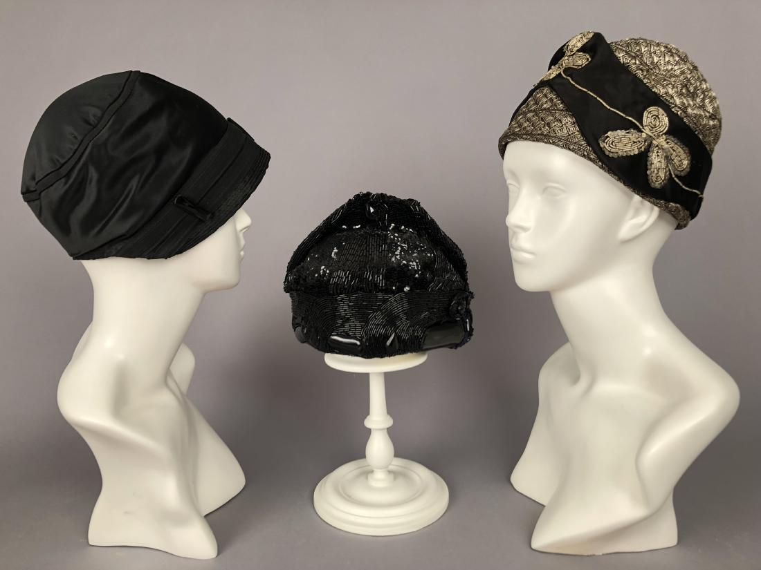 THREE BLACK SILK CLOCHES, 1920s (1 of 5)