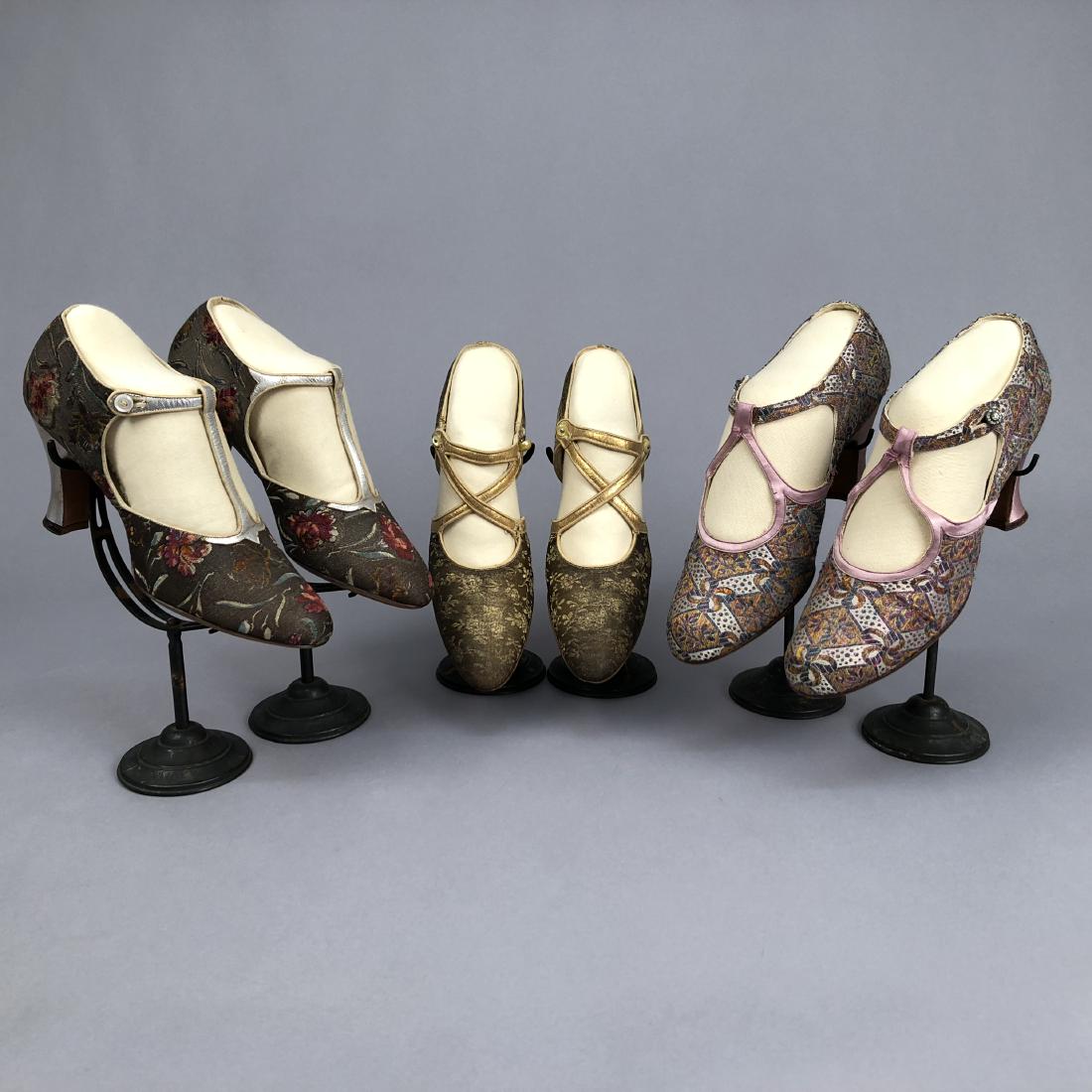 THREE PAIR METALLIC and BROCADE PUMPS, c. 1925 (1 of 6)