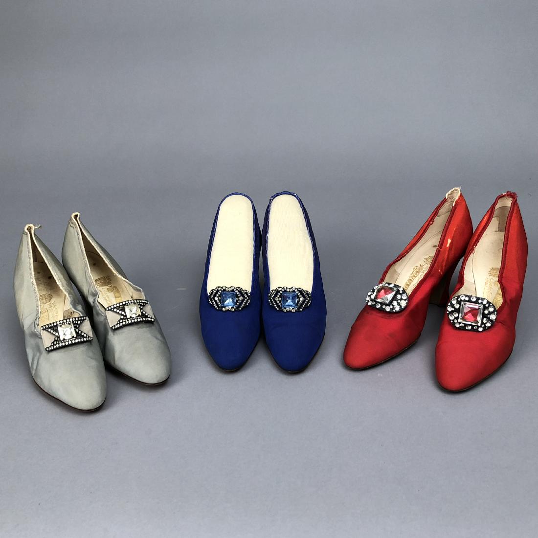 THREE PAIR GRECO JEWELED SILK PUMPS, 1925 - 1930 (1 of 2)