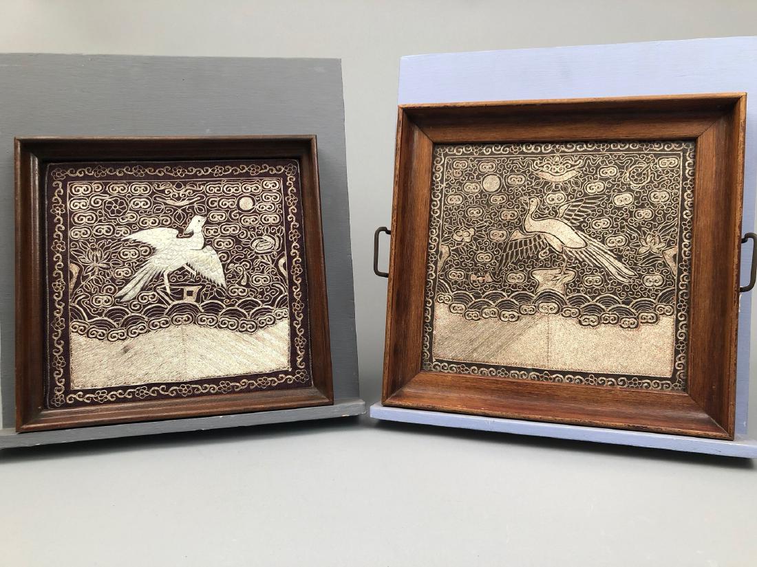 TWO FRAMED CHINESE RANK BADGES, EARLY 20th C (1 of 3)