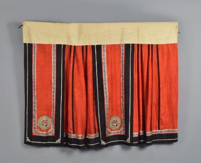 TWO CHINESE SILK EMBROIDERED SKIRT PANELS, EARLY 20th C (1 of 8)