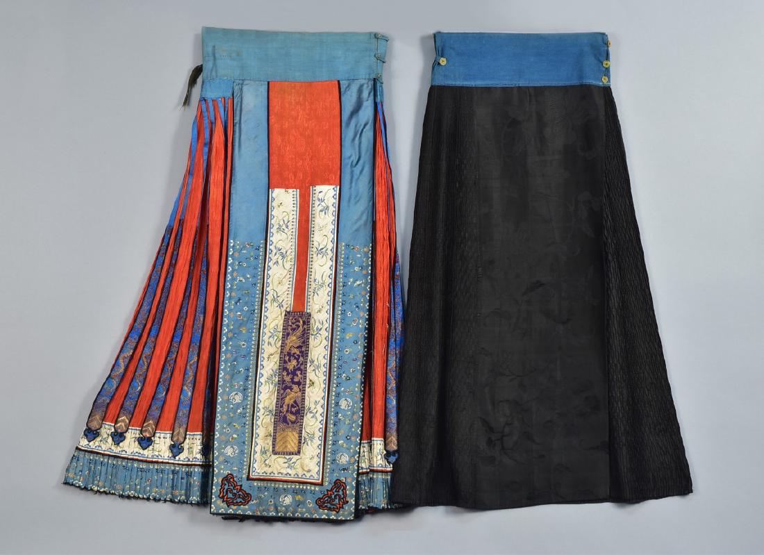 TWO CHINESE SILK WEDDING SKIRTS, EARLY 20th C (1 of 4)