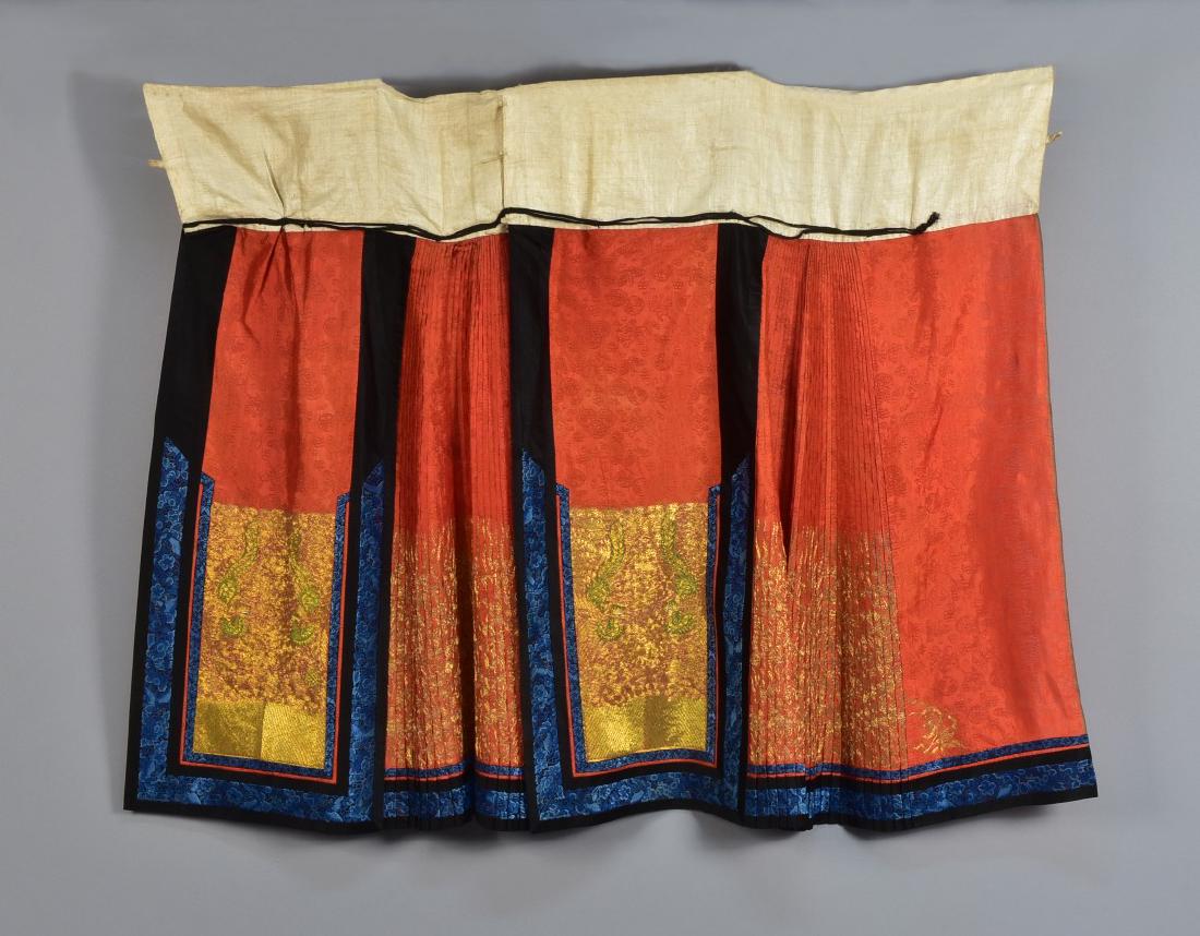 CHINESE SILK and METALLIC EMBROIDERED SKIRT, EARLY 20th (1 of 4)