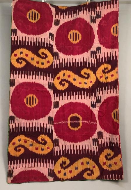 SILK IKAT BEDCOVER, CENTRAL ASIA, MID 20th C (1 of 3)
