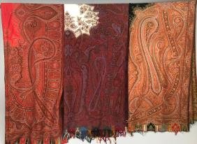 THREE WOOL PAISLEY LONG SHAWLS, MID 19th C (1 of 3)