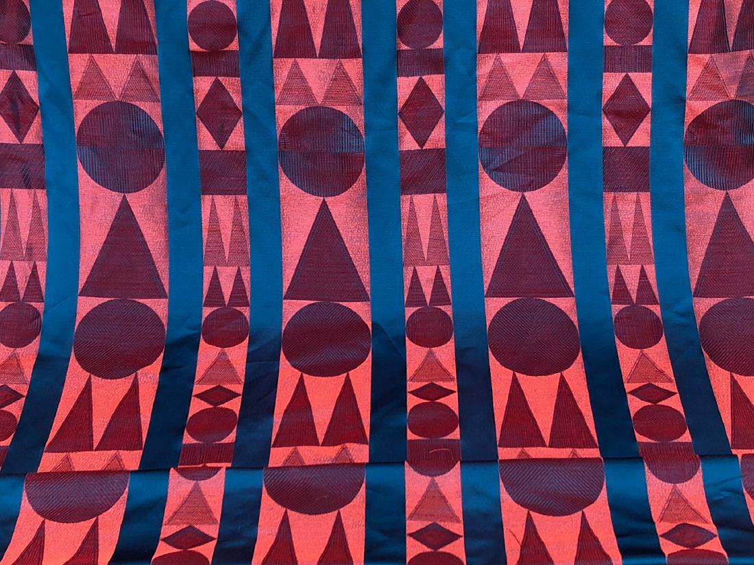 BOLT of EDINBURG WEAVERS HOME FURNISHING FABRIC,: Chios pattern of bold geometric design, in hot pink, magenta and deep turquoise rayon/synthetic. Excellent.