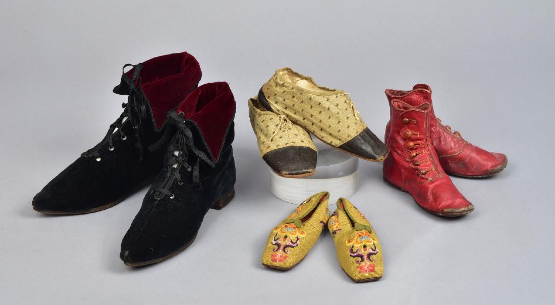 FOUR PAIR CHILDRENS SHOES, 19th C (1 of 3)