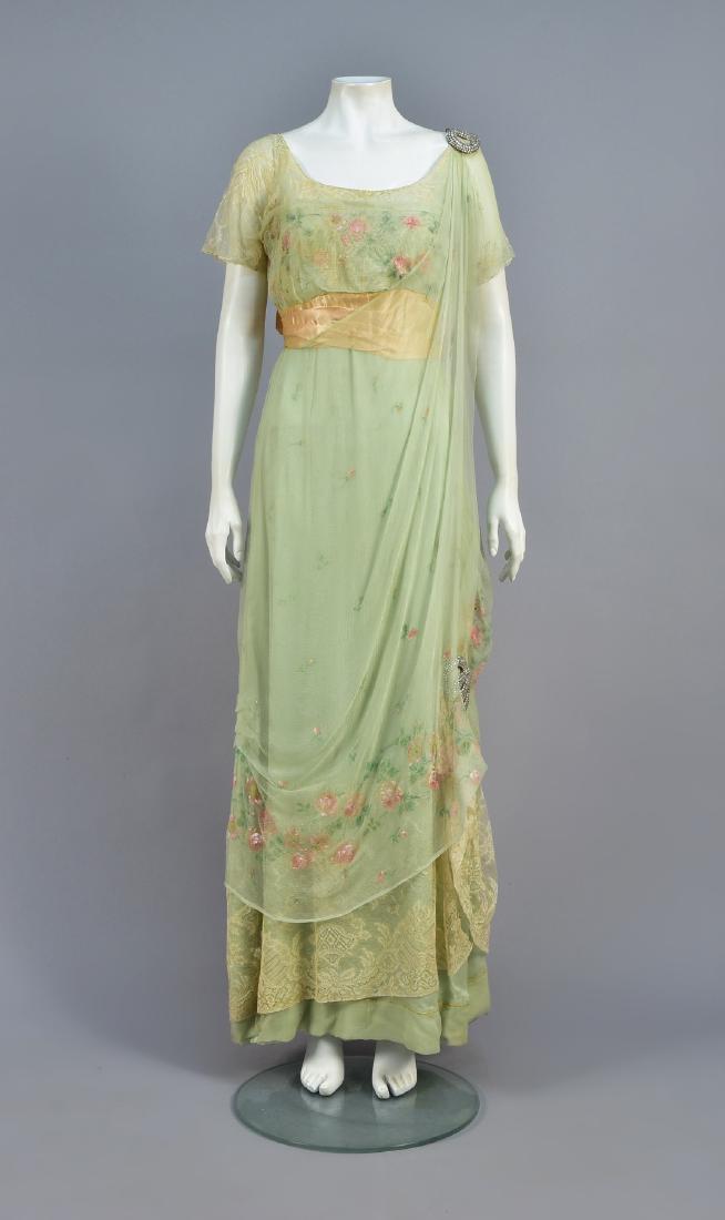 JEANNE HALLEE PAINT DECORATED GOWN, EARLY 20th C (1 of 6)