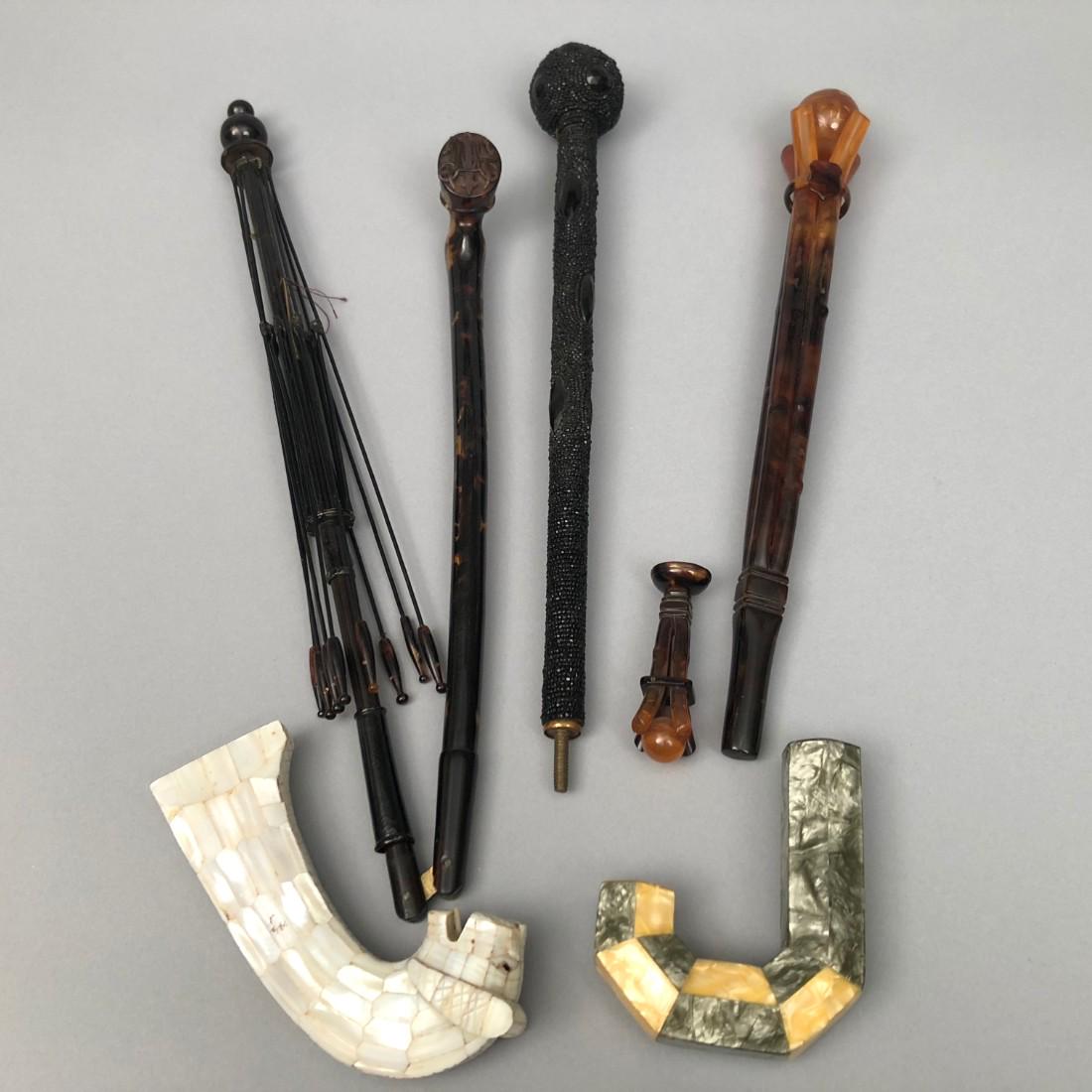 LOT of PARASOL and UMBRELLA HANDLES, 19th - 20th C (1 of 2)