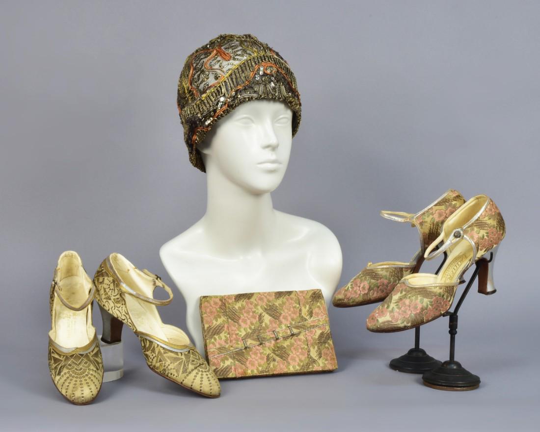TWO PAIR SILK and METALLIC BROCADE SHOES, 1920s (1 of 6)