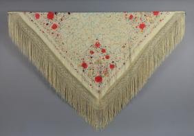 CHINESE EXPORT SILK EMBROIDERED SHAWL, EARLY 20th C (1 of 4)
