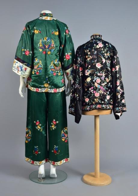 LADIES CHINESE SILK EXPORT PAJAMAS and BED JACKET, (1 of 4)
