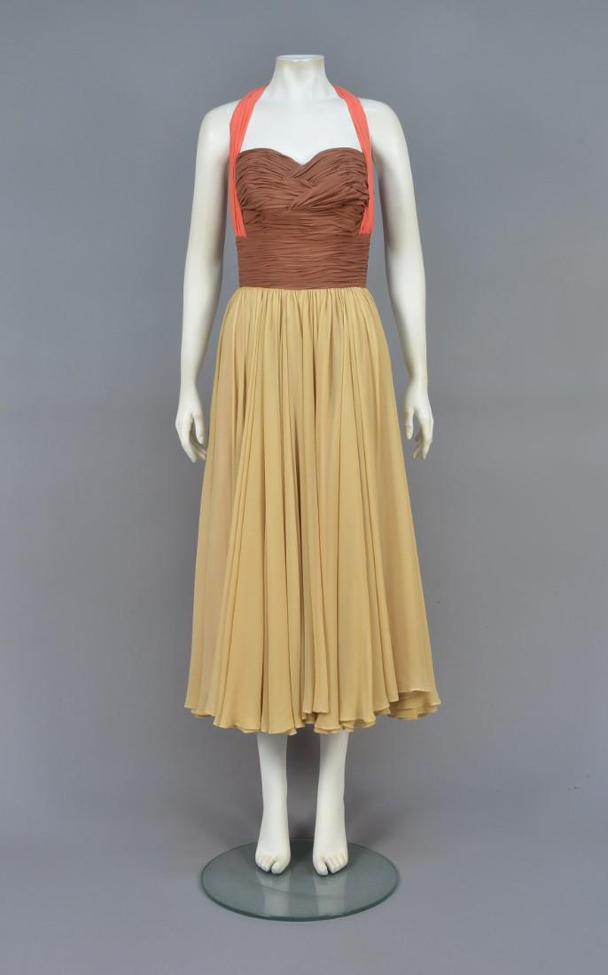 SCHIAPARELLI SILK CHIFFON COLORBLOCK DRESS, LATE (1 of 5)