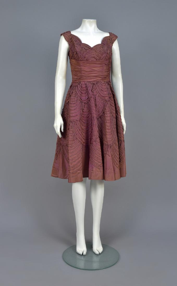 CEIL CHAPMAN CHANGEABLE SILK PARTY DRESS, 1950s (1 of 5)
