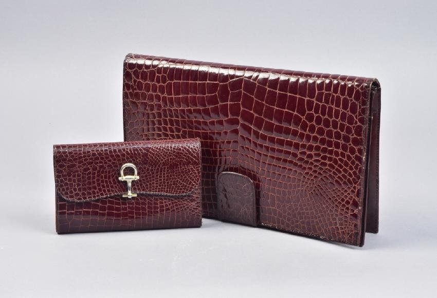 CROCODILE CLUTCH BAG with MATCHING WALLET (1 of 2)