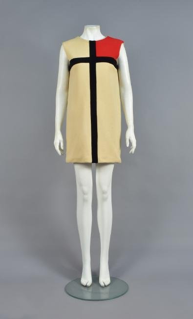 MONDRIAN DESIGN ENGLISH WOOL DAY DRESS, 1960s (1 of 4)