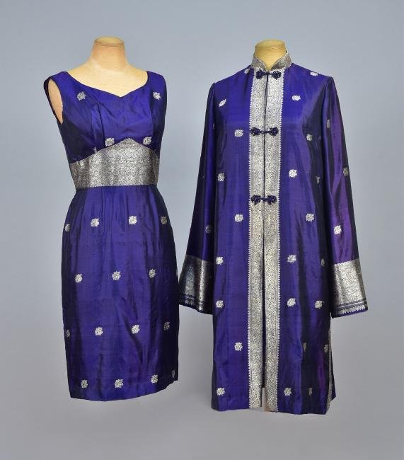 SARI SILK DRESS and COAT ENSEMBLE, 1960s (1 of 4)