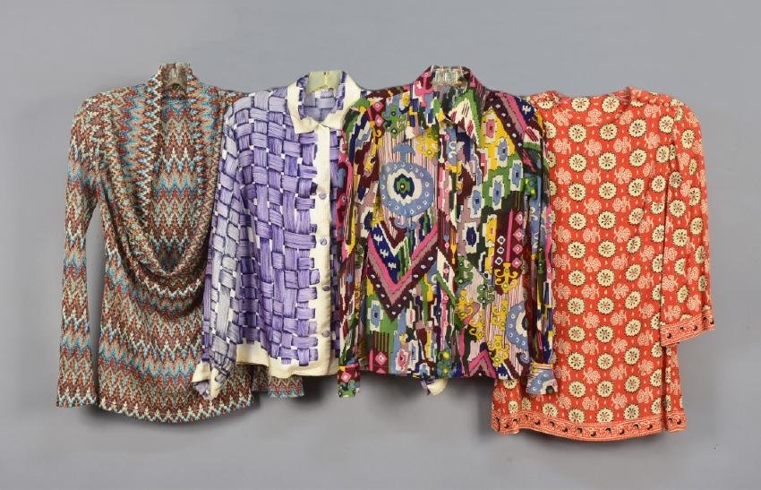 THREE COLORFUL PRINTED BLOUSES, 1960s - 1970s (1 of 4)