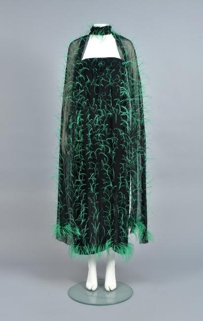 PAULINE TRIGERE STRAPLESS FEATHERED GOWN and SCARF, (1 of 5)