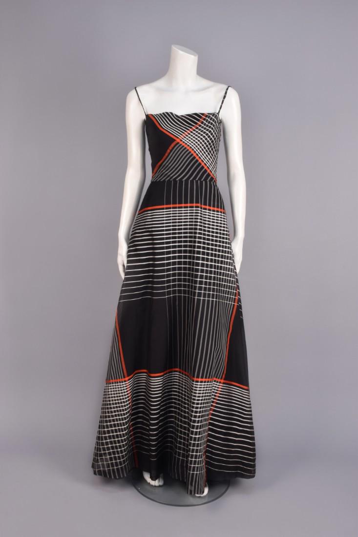 STAVROPOULOS PLAID ORGANZA MAXI DRESS, 1970s. (1 of 3)