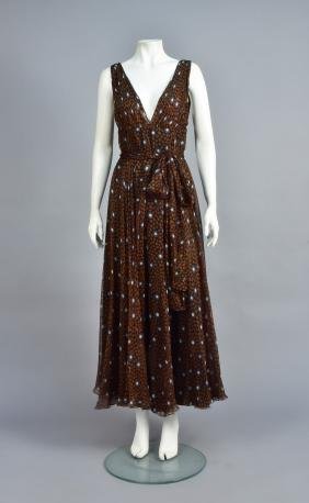 STAVROPOULOS-ATTRIBUTED PRINTED CHIFFON GOWN, 1970s (1 of 4)