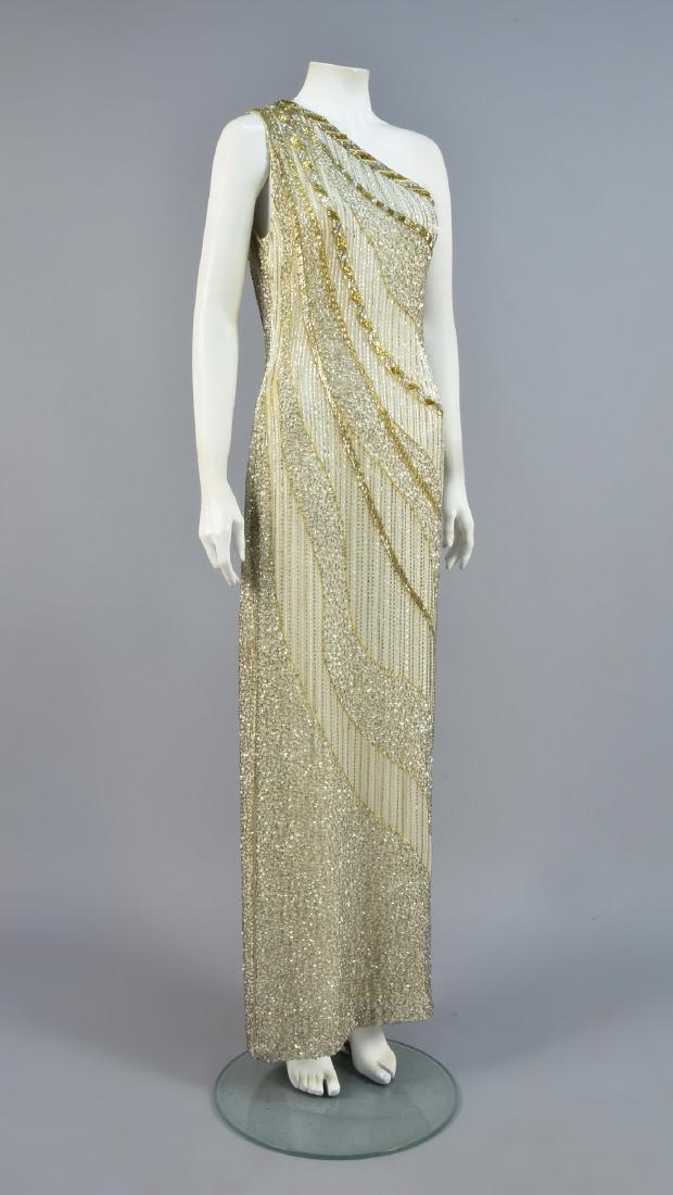 BOB MACKIE BEADED ONE-SHOULDER EVENING SHEATH (1 of 5)