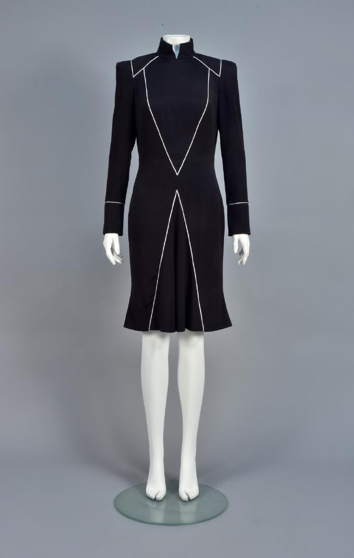THIERRY MUGLER STRETCH SILK DRESS with PIPING (1 of 4)