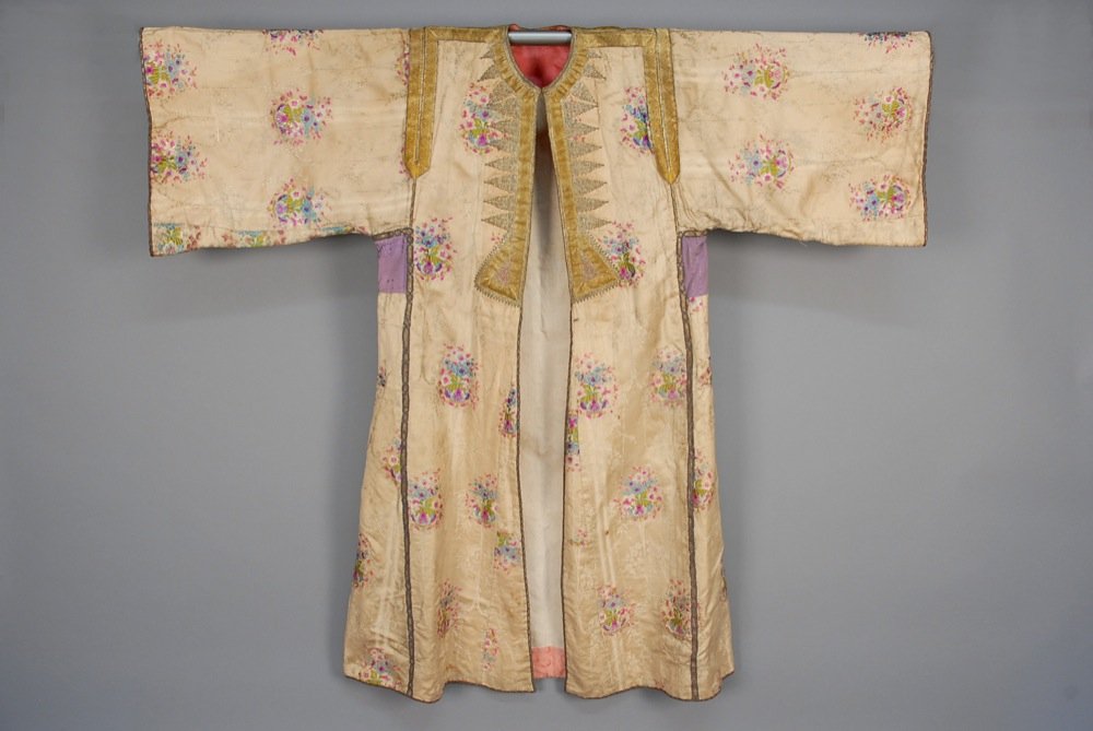 SILK BROCADE MIDDLE EASTERN CAFTAN with METALLIC TRIM, (1 of 5)