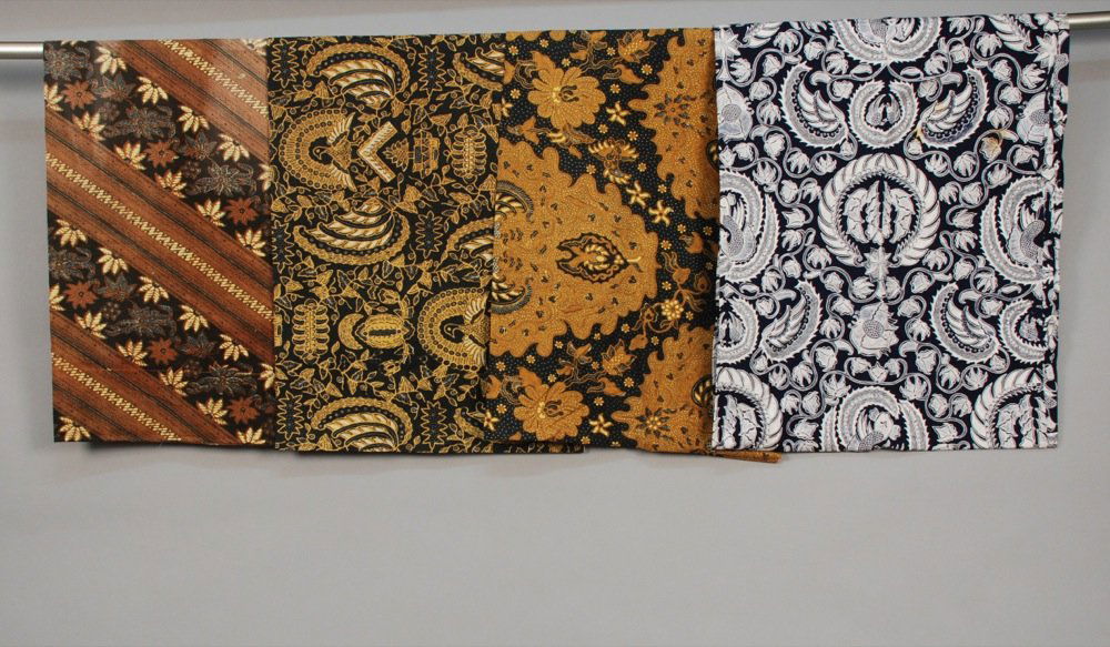 FOUR BATIKS, 20th C. All having diagonal stripe with (1 of 3)