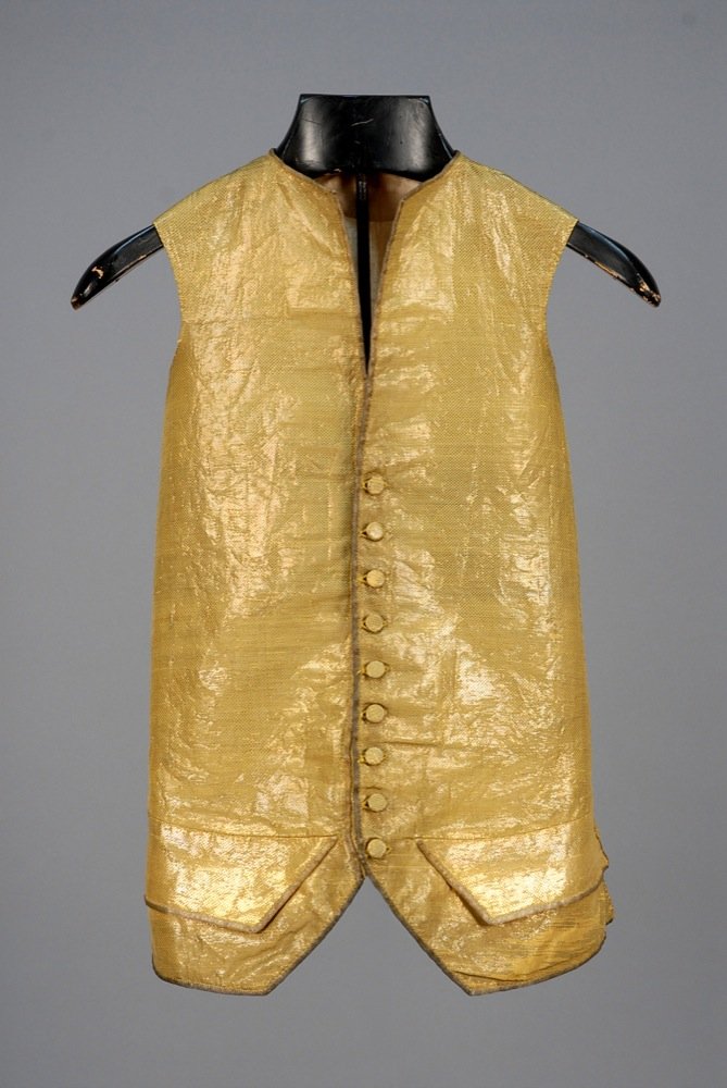 GENTS GOLD LAME WAISTCOAT, 18th C. Allover metallic (1 of 2)