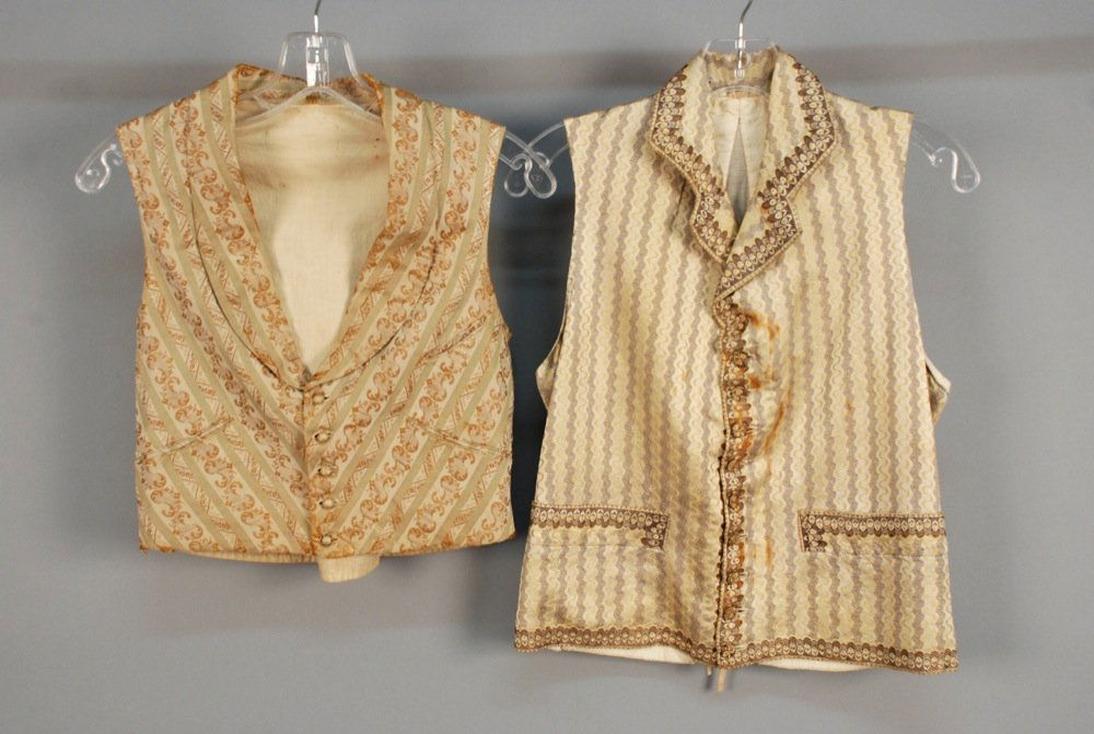 TWO GENTS SILK BROCADE WAISTCOATS, LATE 18th C and c. (1 of 3)