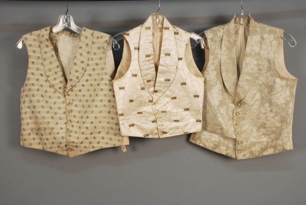 THREE GENTS METALLIC BROCADE WAISTCOATS, 19th C. One (1 of 5)