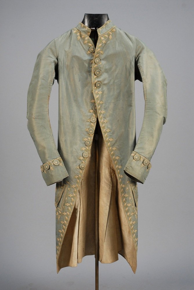 GENTS EMBROIDERED SILK SUMMER COAT, 18th C. Sage (1 of 5)