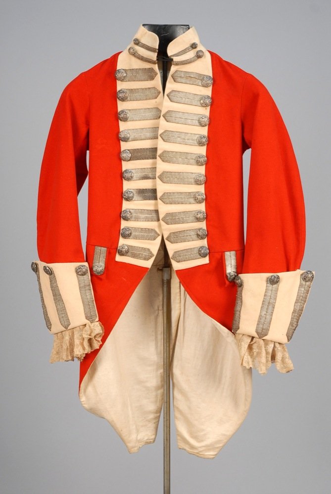 WOOL LIVERY UNIFORM COAT, 19th C. Red cutaway coat with (1 of 4)