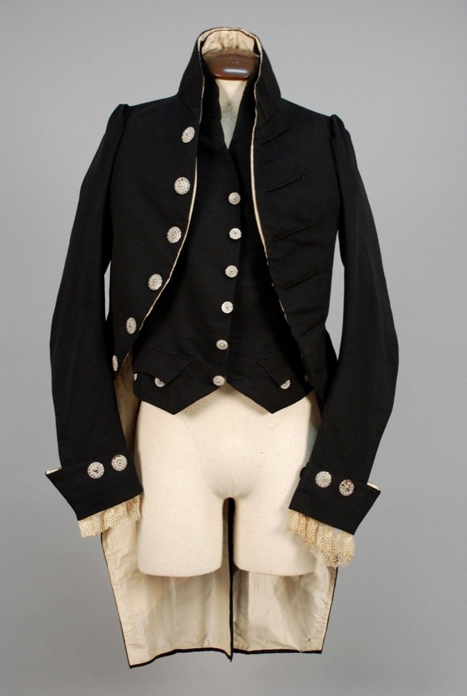 GENTS COURT COAT and WAISTCOAT, 19th C. Black wool (1 of 4)