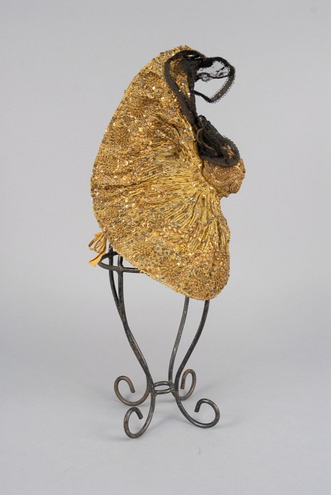 AUSTRIAN METALLIC GOLD BONNET, 19th C. Wire frame (1 of 2)
