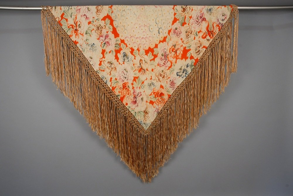 PRINTED SILK SHAWL, 1920s - 1930s. Polychrome (1 of 3)