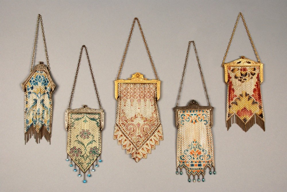 THREE MANDALIAN PAINTED MESH BAGS, EARLY 20th C. One (1 of 2)