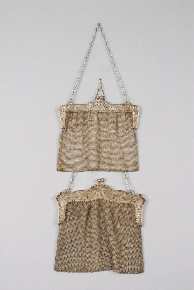 TWO STERLING SILVER MESH PURSES, LATE 19th - EARLY 20th (1 of 2)