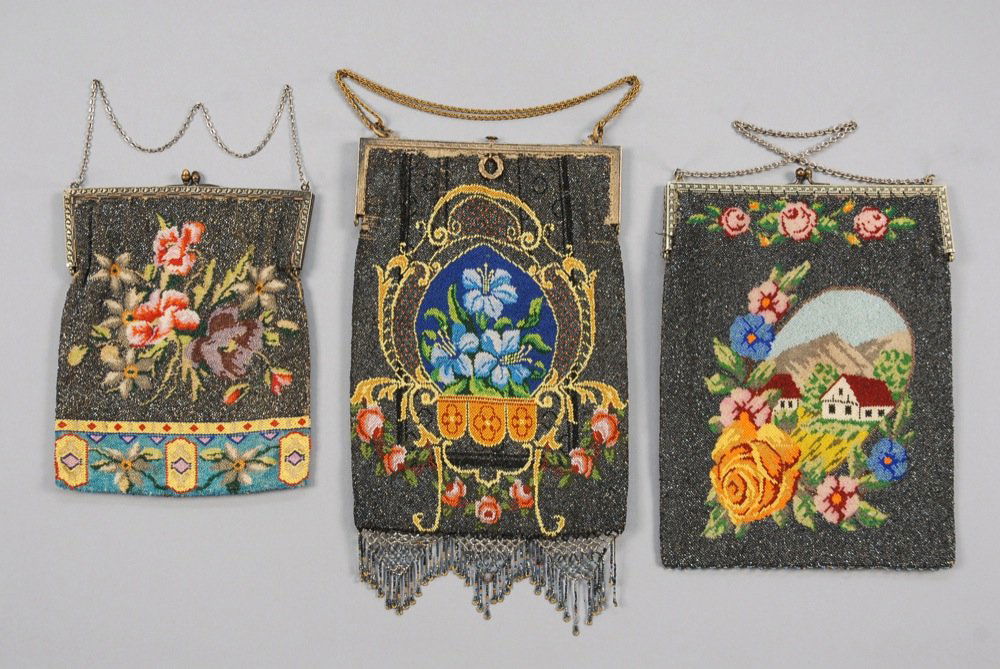THREE CZECH FLORAL BEADED BAGS, EARLY 20th C. All (1 of 3)