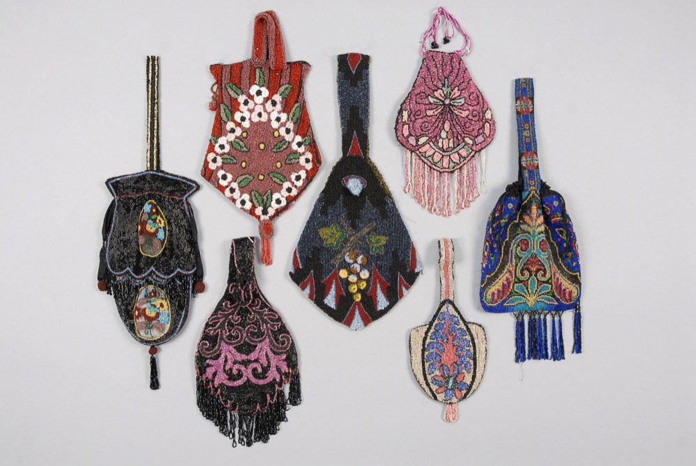 SEVEN BEADED BAGS, EARLY 20th C. All pouches, most with (1 of 3)
